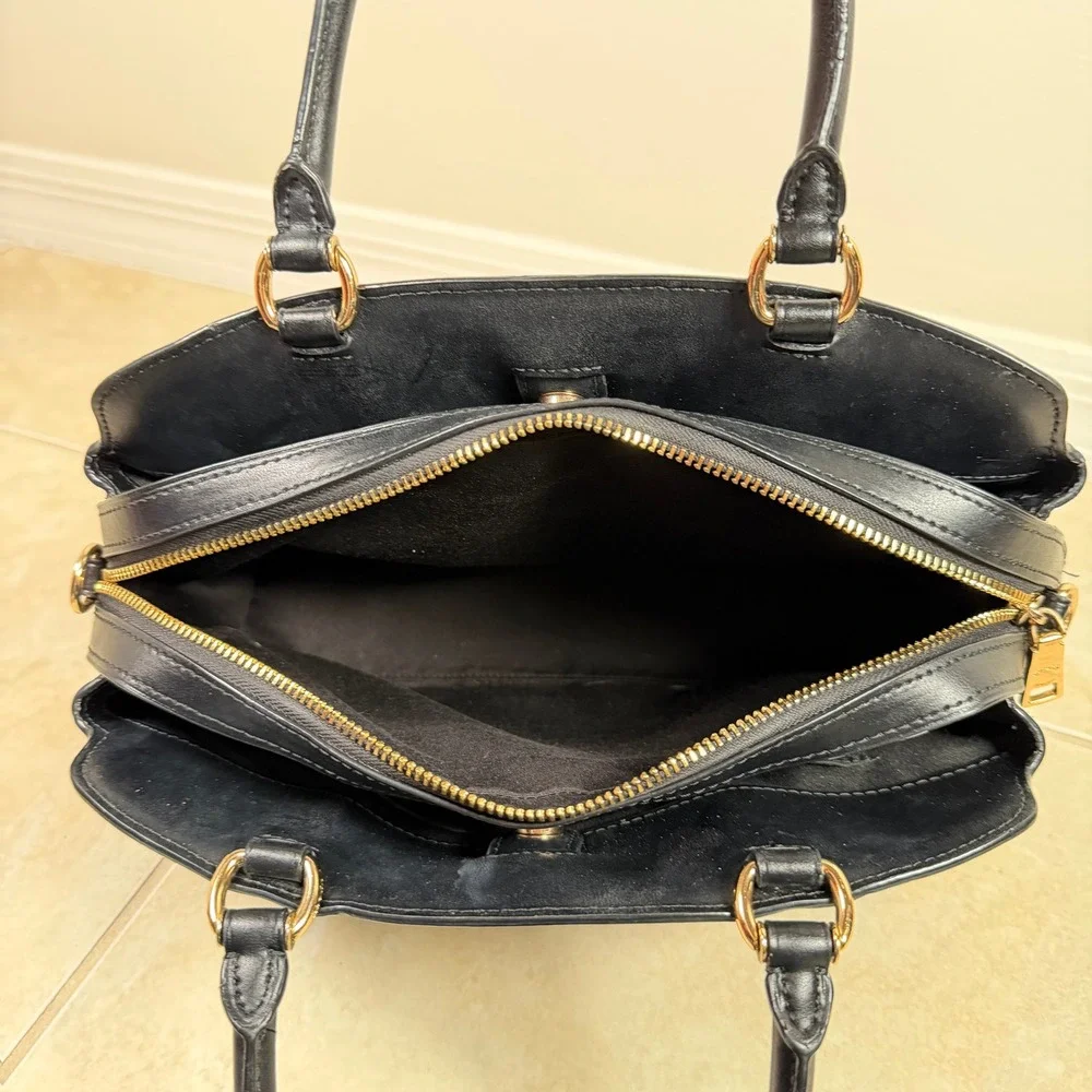 Coach Lillie Carryall Brown Black Signature Monogram Canvas Satchel F2177-91495